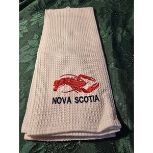 Orange Nova Scotia Lobster Kitchen Dish Towel Waffle Weave Cotton 26x18 /0455